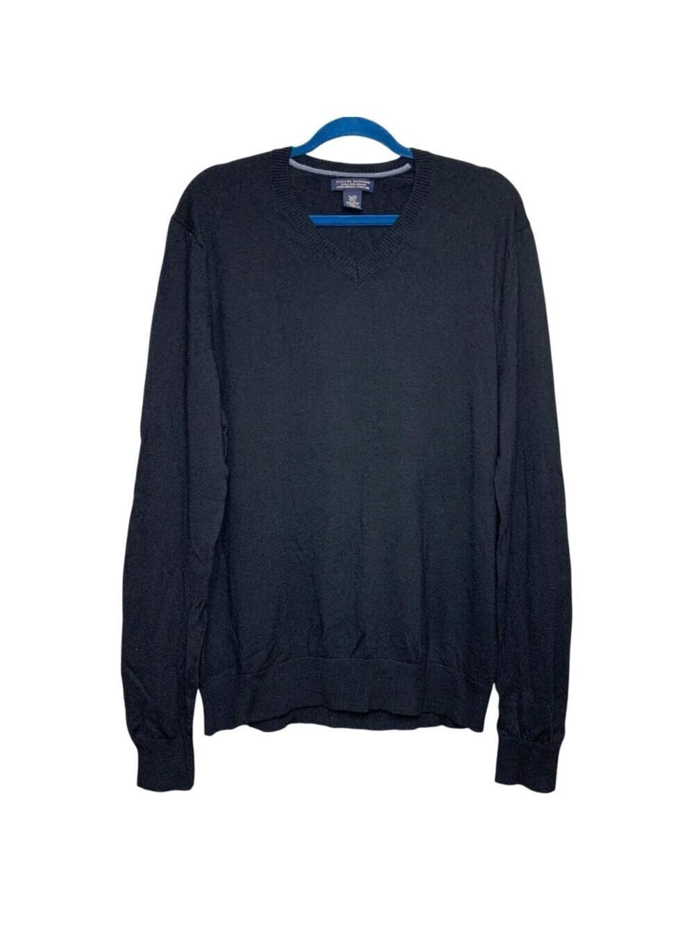 Banana Republic X Fine Merino Wool Knit Sweater Black V-Neck XL Classic Preppy